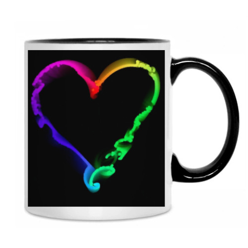 Кружка с принтом  Радужное сердце
