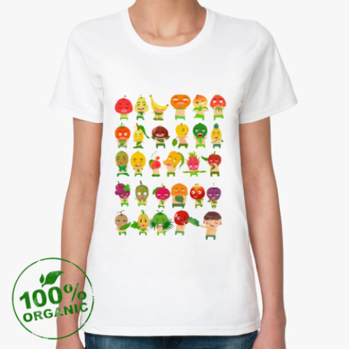 Женская футболка из органик-хлопка Фрукты, Овощи и Ягоды