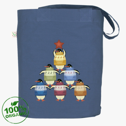 Сумка шоппер Новогодние пингвины