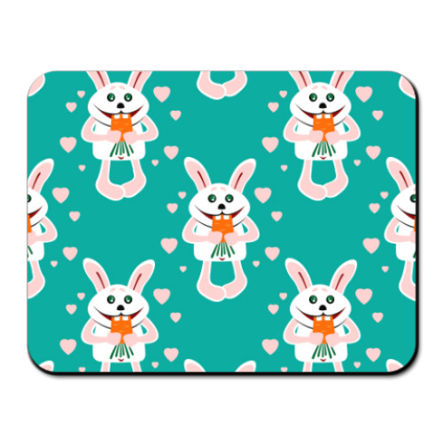 Коврик для мыши с принтом Влюбленные кролики