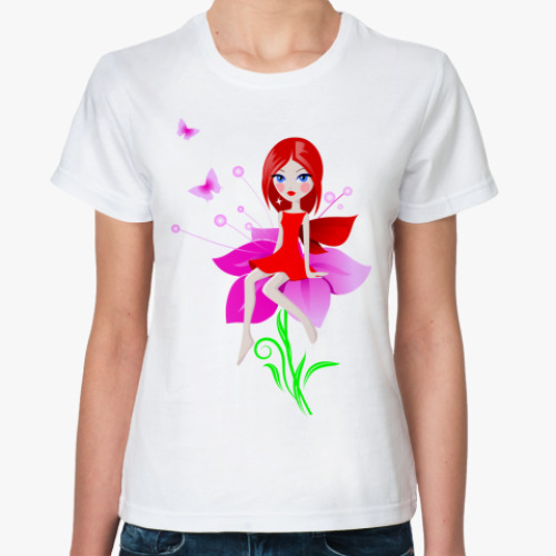 Классическая футболка с принтом 'Дюймовочка'