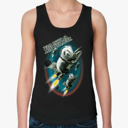 Женская майка с принтом Панды атакуют