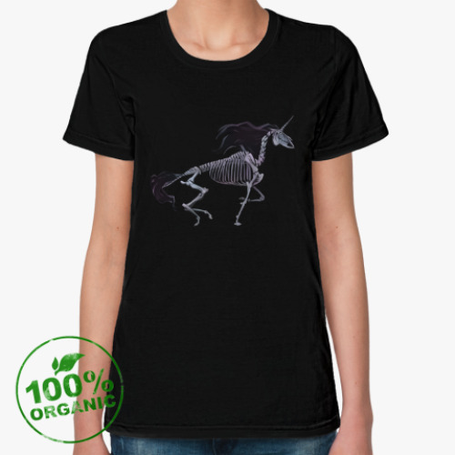 Женская футболка из органик-хлопка Скелет Единорога