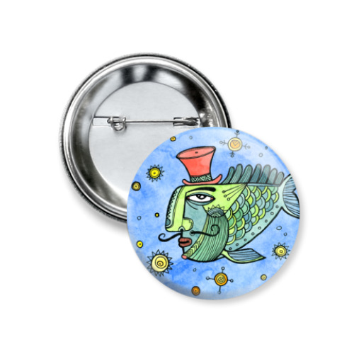 Значок 37мм с принтом Рыба