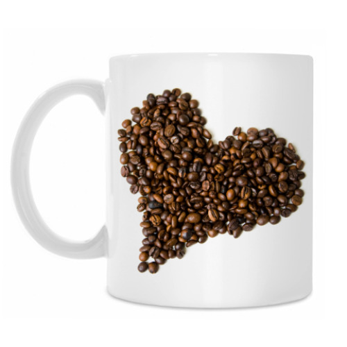 Кружка с принтом Сердце из зерен кофе