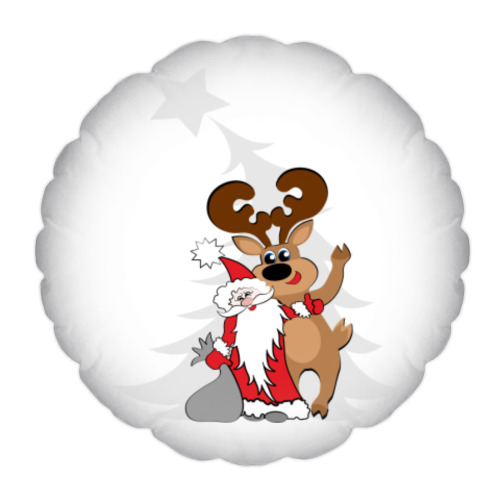 Подушка с принтом Дед Мороз или Санта