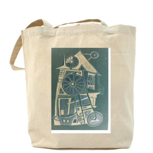 Сумка шоппер с принтом Дом на колёсах