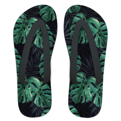 Шлепанцы (сланцы) с принтом Тропический лес
