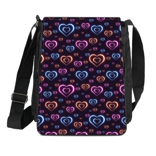 Сумка-планшет с принтом Неоновые сердца