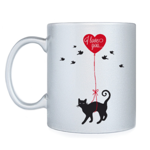 Кружка с принтом Кот и сердце