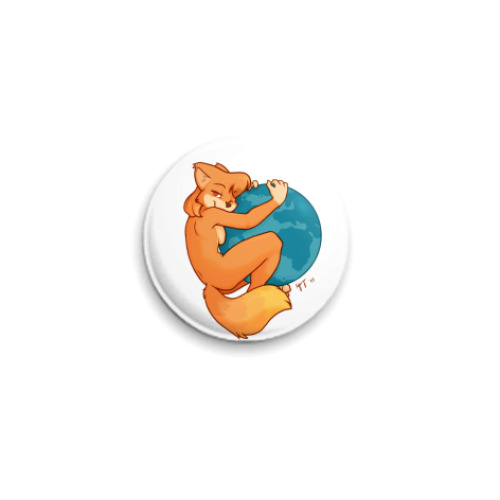Значок 25мм с принтом Fire fox user