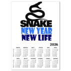 Календарь A2 2026, белый Snake -New Year New Life