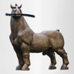 Конь жует рельсу