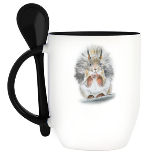 Кружка с ложкой Белочка!
