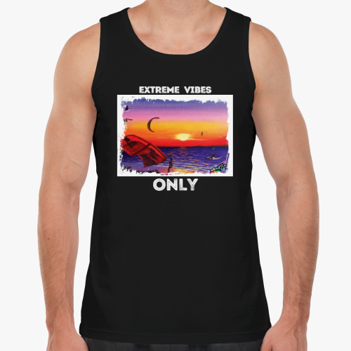 Майка с принтом Кайтинг на закате