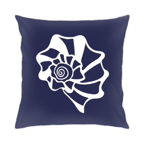 Подушка с принтом Морской стиль: якоря и ракушки