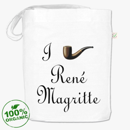 Сумка шоппер с принтом Я люблю Рене Магритта (трубка)
