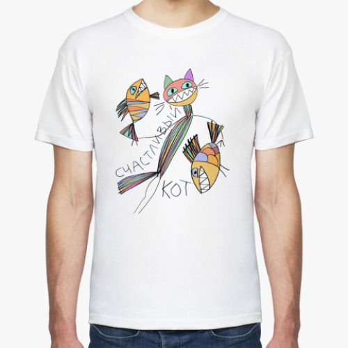 Футболка с принтом Счастливый кот