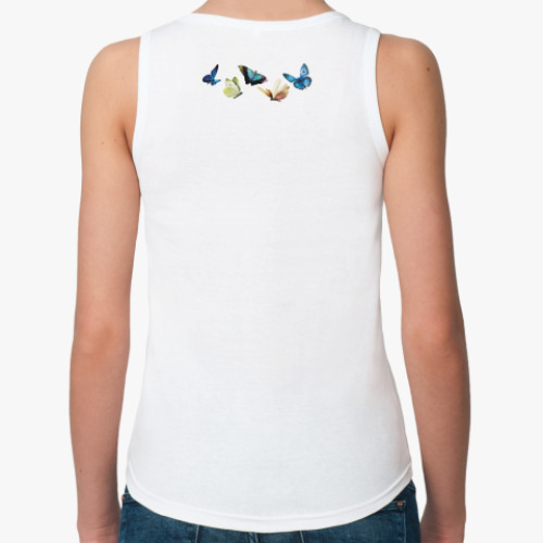 Женская майка с принтом Фламинго и бабочки