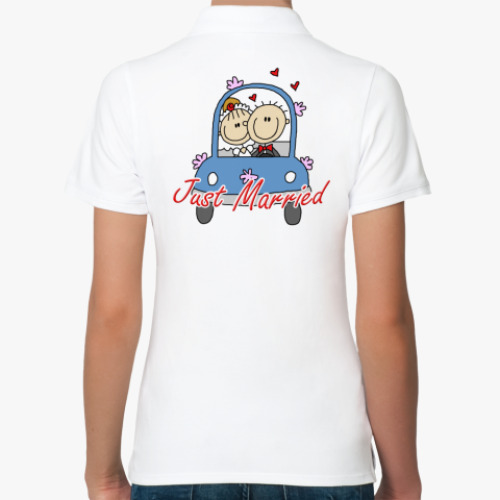 Женская рубашка поло (печать) с принтом just married