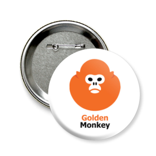 Значок 58мм с принтом Золотая обезьяна