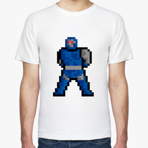 Футболка с принтом Синий мужик 8 бит