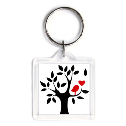 Брелок с принтом Птичка и дерево