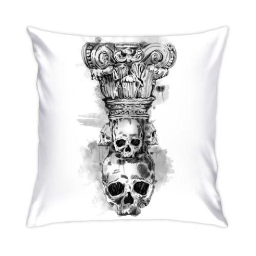 Подушка с принтом Череп-колонна
