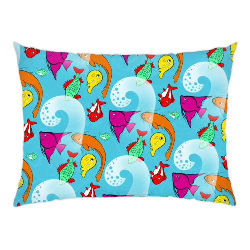 Подушка с принтом МОРЕ И РЫБКИ паттерн