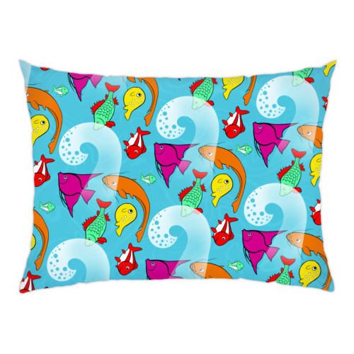 Подушка с принтом МОРЕ И РЫБКИ паттерн