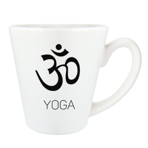 Чашка Латте с принтом АУМ и надпись YOGA