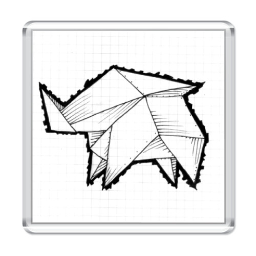 Магнит с принтом Носорог