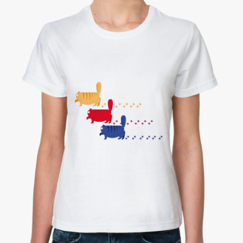 Классическая футболка с принтом  Три кота