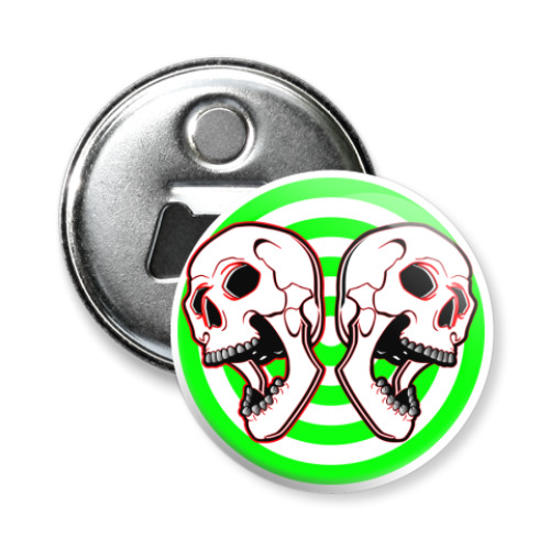 Магнит-открывашка с принтом черепа