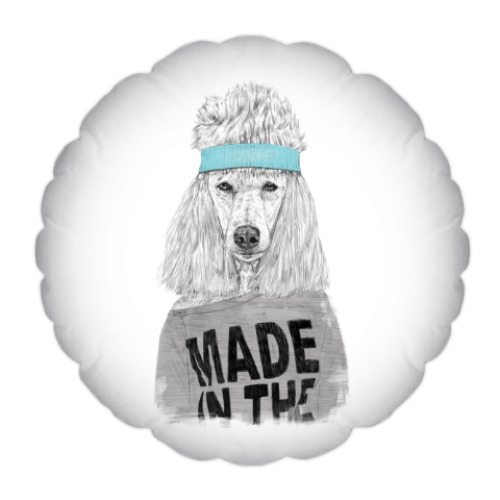 Подушка с принтом Собака из 80-х