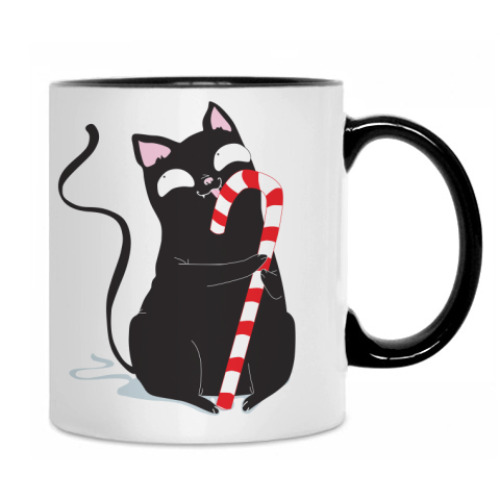 Кружка с принтом Кот и конфета