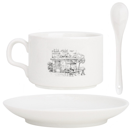 Кофейный набор с принтом Кафе в Венеции