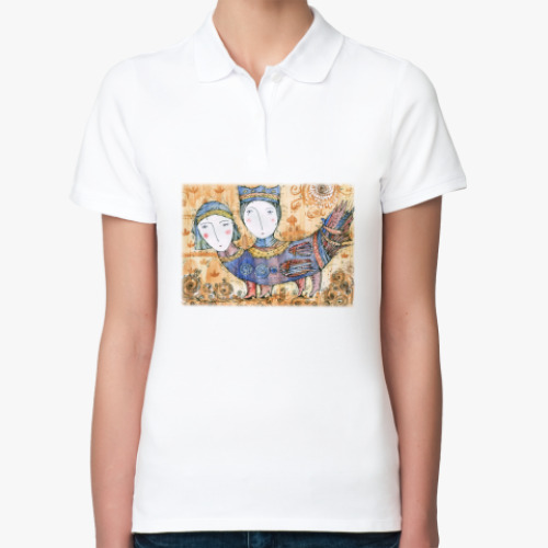 Женская рубашка поло (печать) с принтом Птица Мифическая