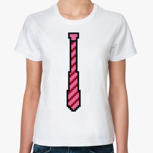 Классическая футболка с принтом 8-битный галстук