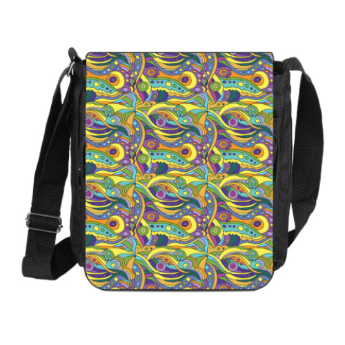 Сумка на плечо (мини-планшет) с принтом 'Яркие волны'