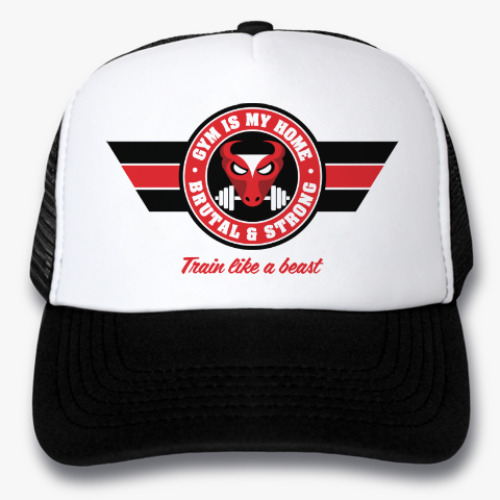 Кепка-тракер с принтом GYM IS MY HOME • Тренируйся, как зверь!