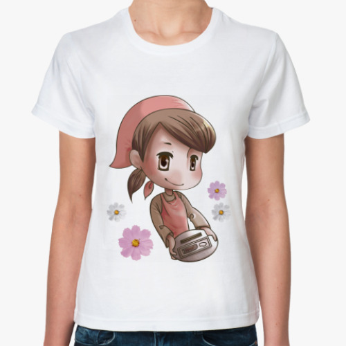 Классическая футболка с принтом Девочка