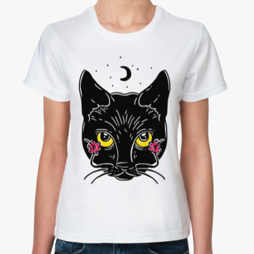 Классическая футболка с принтом Кот