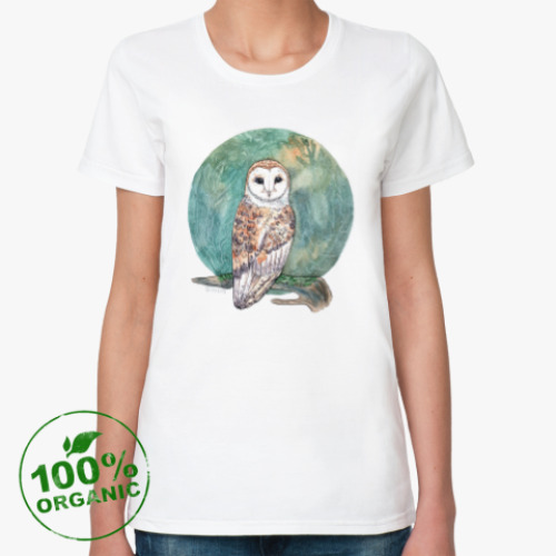 Женская футболка из органик-хлопка птица сова сипуха
