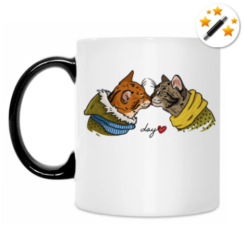 Кружка-хамелеон с принтом Коты Love Day