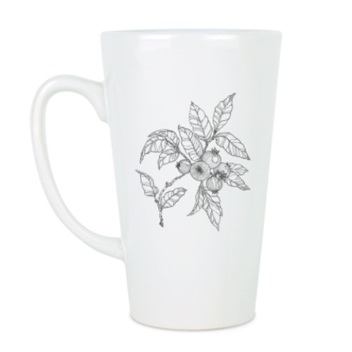 Чашка Латте с принтом ветка черники