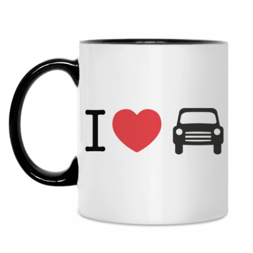 Кружка с принтом Я люблю автомобили
