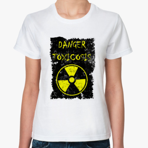 Классическая футболка с принтом Осторожно ТОКСИКОЗ!