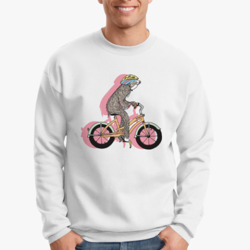 Свитшот с принтом Ленивец на велосипеде