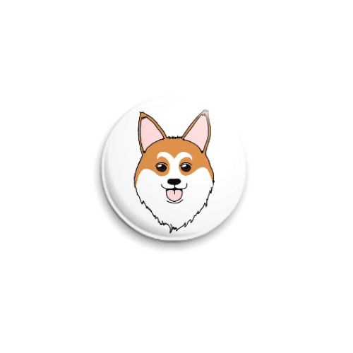 Значок 25мм с принтом Собака-улыбака